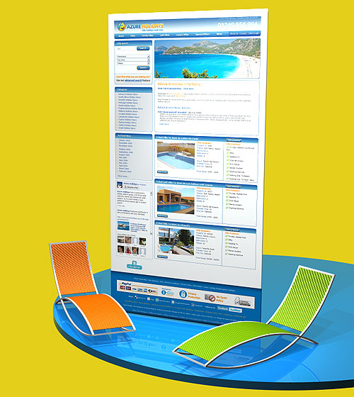 Azure Holidays website and content management system - designed by Intechnia