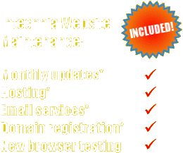 Intechnia website maintenance - includes Monthly updates, Hosting, Email services, Domain registration, New browser testing